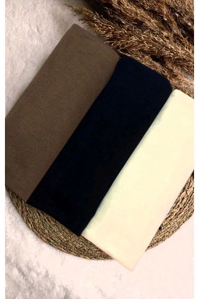 Stella Eşarp Black, Ecru and Dark Mink Combed Shawl Set - Pack of Three