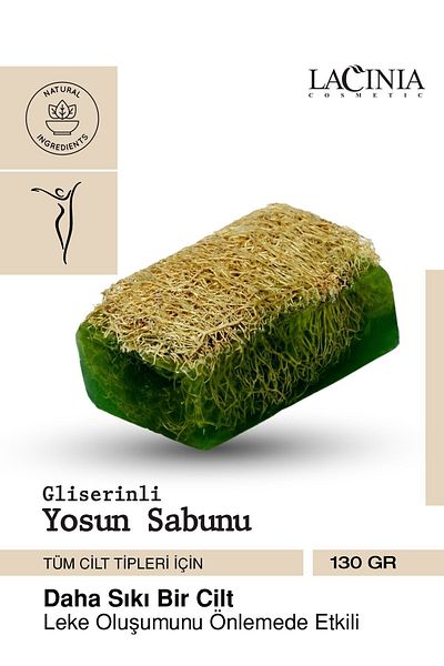 Lacinia 130 Gr Natural Pumpkin Fiber Seaweed Extract Soap - Face and Body Care Effective
