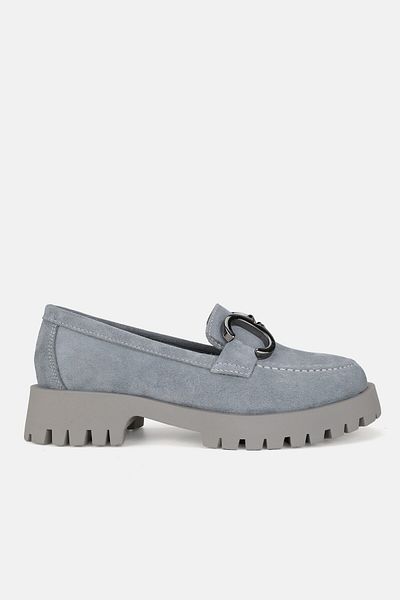 TUNAELLİ Pantofi de damă, gri din piele de căprioară, piele naturală autentică, cu cataramă, numărul 36-41