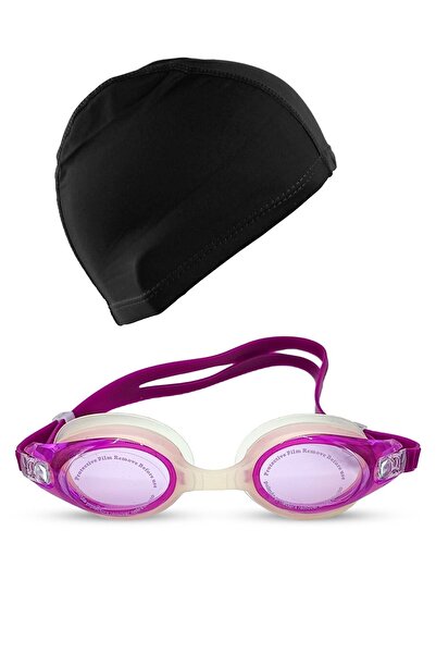 Tosima نظارات سباحة من السيليكون للبالغين ومجموعة قبعة سباحة من الليكرا