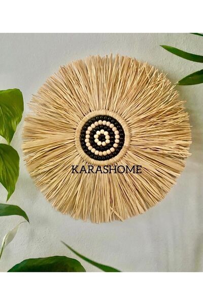 karashome Doğal Rafya Boncuklu Duvar Süsü