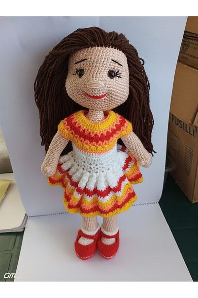 Bebekevi Natural Knitted Doll Dress - Handmade Toy for Baby Girl