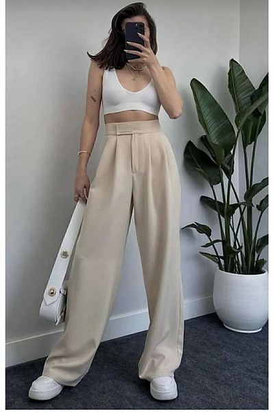 Pubi WOMEN'S HIGH WAIST VELCRO PALAZZO PANTS (you can check our size chart)