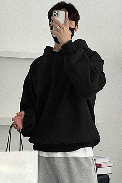 North London Ανδρικό φούτερ με κουκούλα τριών νημάτων, μαύρο φούτερ με τρεις κλωστές