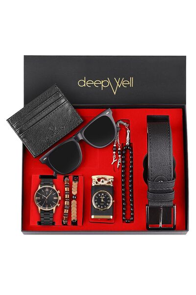 DEEPWELL Erkek Kol Saati Kemer Kartlık Gözlük Tespih Bileklik Ve Işıklı Çakma...