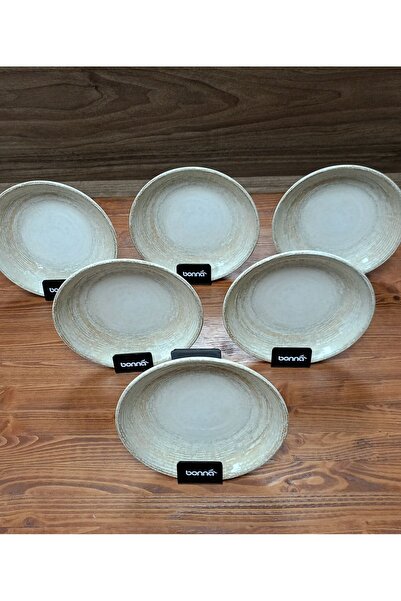 Bonna Porselen Patera Seri 6'lı Yemek Tabağı 20 cm Ptrgrm20ck