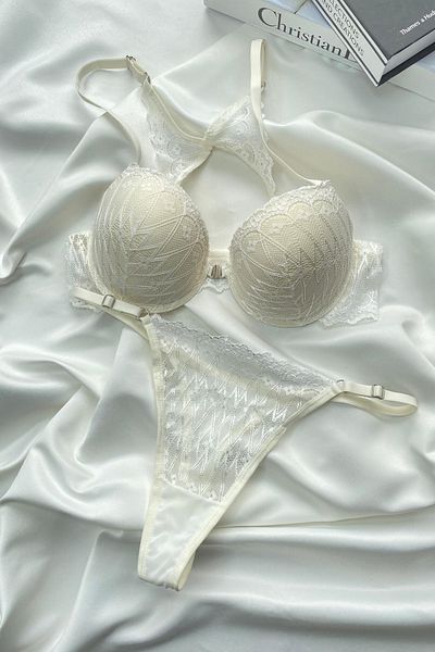 MILANOFOX Butterfly Patterned Supported and Underwire Gathering Bralet Bra Set