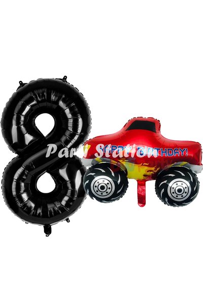 Parti Station 8 Years Old Monster Truck Pickup Balloon Set - Cars Concept, Bl...