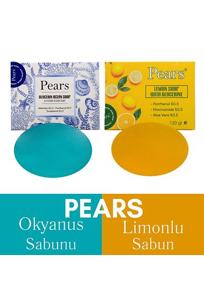Pears Ocean Soap with Glycerin 120 gr + Pears Lemon Soap with Glycerin 120 gr