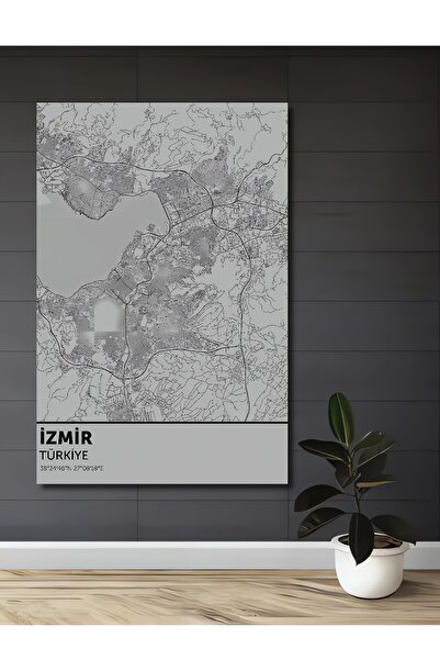 Teona Ahşap Dekoratif Ahşap Tablo Türkiye İzmir Haritası Duvar