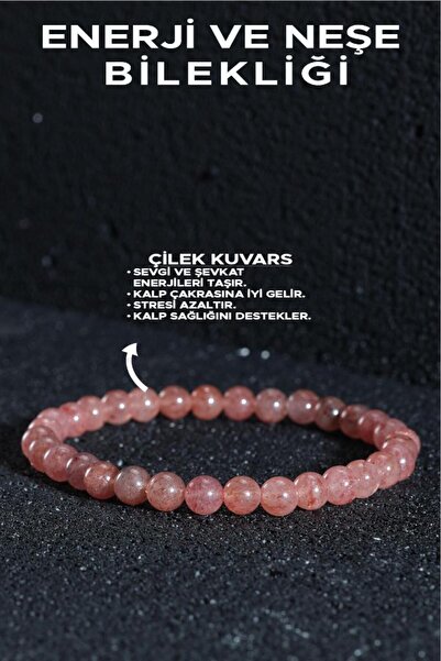 Ssilhoutte Doğaltaş Aşk ve Güç Bilekliği - Çilek Kuvars - Ruhsal Huzur ve Sev...