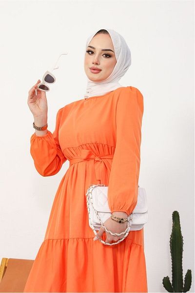 Bestenur Akel Tiers Ολόσωμο Φόρεμα Hijab 281 - Πορτοκαλί