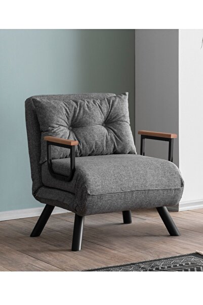 Pafu Sando Tekli Katlanır Yataklı Koltuk Keten Gri