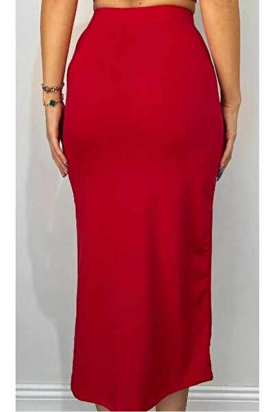 Lion Collection Large size skirt with red slits