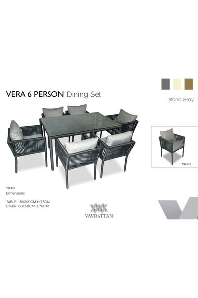 VAVRATTAN Vera Yemek Takımı 6 Kişilik Taş Gri