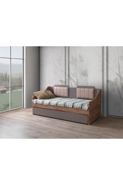 Erezogulları Mobilya Yavrulu Çekmeceli Sedir Karyola Ahşap Genç Odası Koltuk 90x190