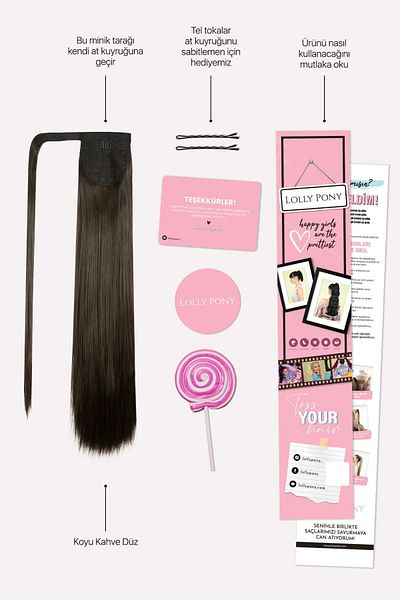 LOLLY PONY 45 Cm Fiber Straight Ponytail Dark Brown