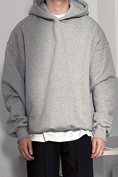 North London Ανδρική φούτερ με κουκούλα τριών κλωστών, γκρι φούτερ με τρεις κλωστές
