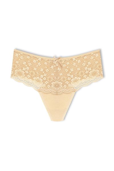 HNX Skin Cotton Lace Front High Waist Large Size Thong Women's Panties