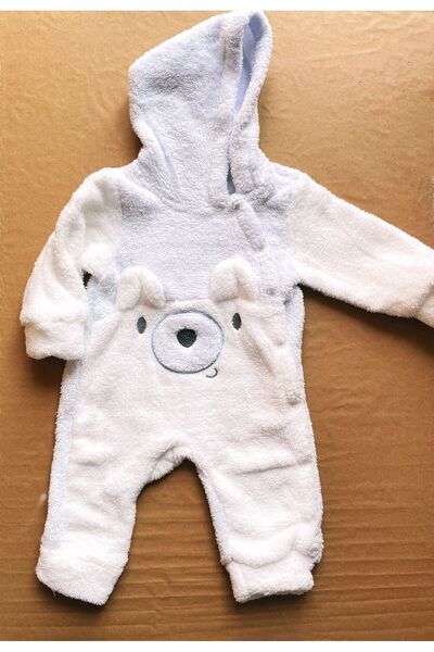 The Cloudish Shop Bebek Peluş Astronot Tulum Ayı Desenli Mavi Kapüşonlu