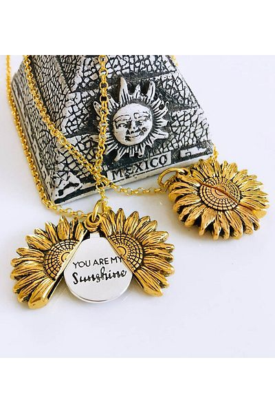 FG KONNİCHİWA Papattya - You Are My Sunshine Steel Opened Flower Necklace