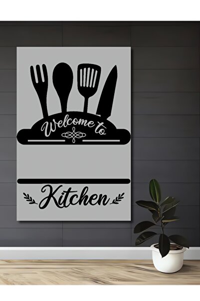 Teona Ahşap Dekoratif Ahşap Tablo Mutfağa Hoşgeldiniz Yazılı Mutfak
