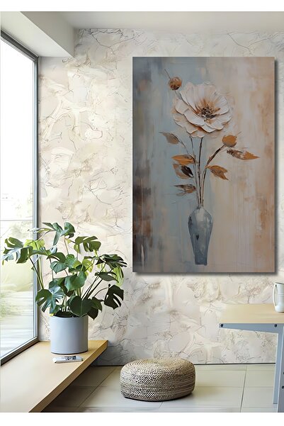 Teona Ahşap Dekoratif Ahşap Tablo Soyut Kabartmalı Sade Çiçek