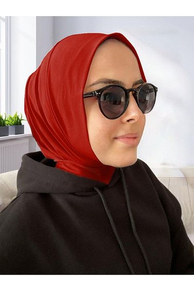 Madam Boutique Practical Red Snap-On Hijab Pool Cap Hijab Shawl