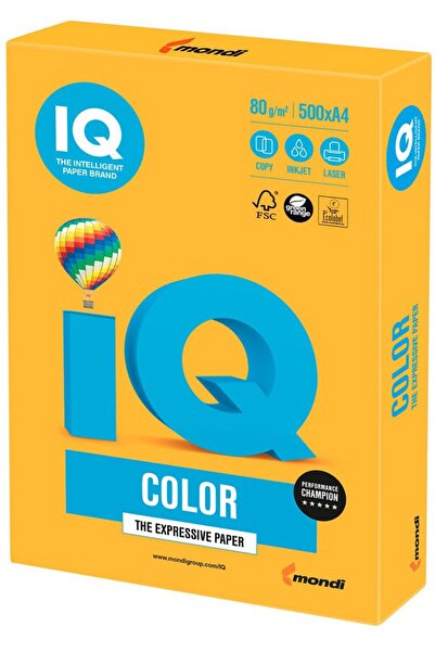 Mondi ورق ملون IQ مقاس A4 80 جرام (عبوة واحدة تحتوي على 500 ورقة) برتقالي فسفوري