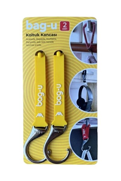1000Nar 2'li Sarı BAG-U Araba Koltuk Kancası / Çanta Asma Aparatı / Askılık /...