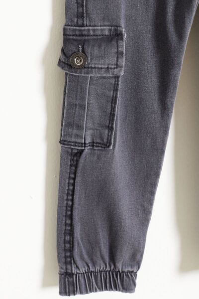 Cansın Mini Gray Cargo Pocketed Elastic Waist Boy's Jean Trousers 1-4 Years 17752
