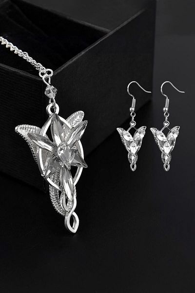 Chavin Lord of the Rings Arwen Evenstar Necklace and Earring Set - A-leaf Eu80-t