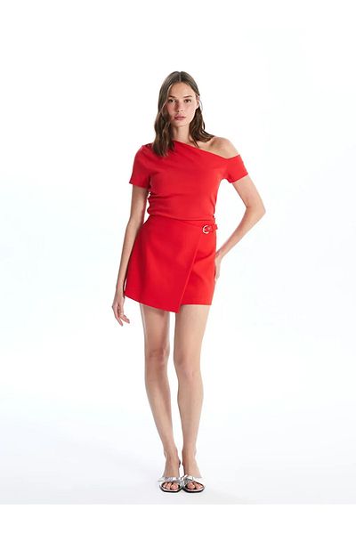 LC Waikiki Red Lcw Vision - Women's Straight Skirt with Zippered Waist