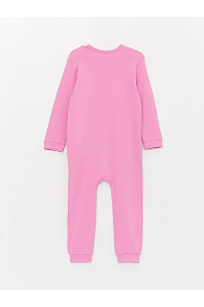 LC Waikiki LCW baby Açık Pembe Baskılı Bisiklet Yaka Baskılı Kız Bebek Tulum 2'li