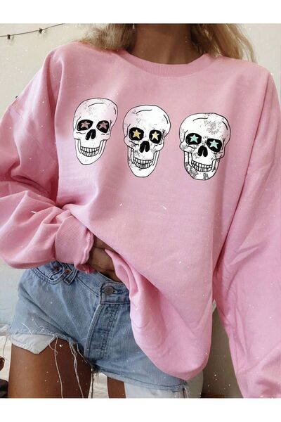 MODAVİBE SWEATSHIRT DE DAMĂ CU IMPRIMEU, CU TĂIȚE LEJER MODAVİBE