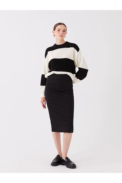 LC Waikiki Lcw Vision - New Black Women's Pencil Skirt with Elastic Waist