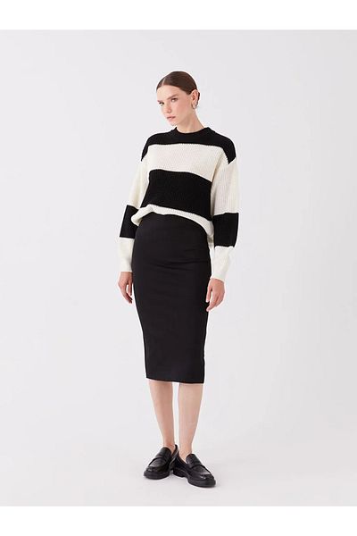 LC Waikiki Lcw Vision - New Black Women's Pencil Skirt with Elastic Waist