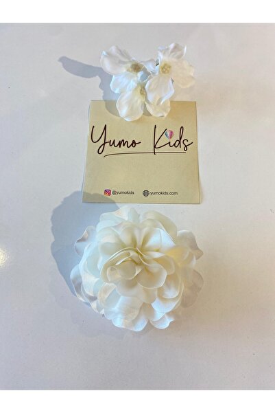 Yumo Kids Kız Çocuk İğneli Kumaş Krem Çiçek Broş