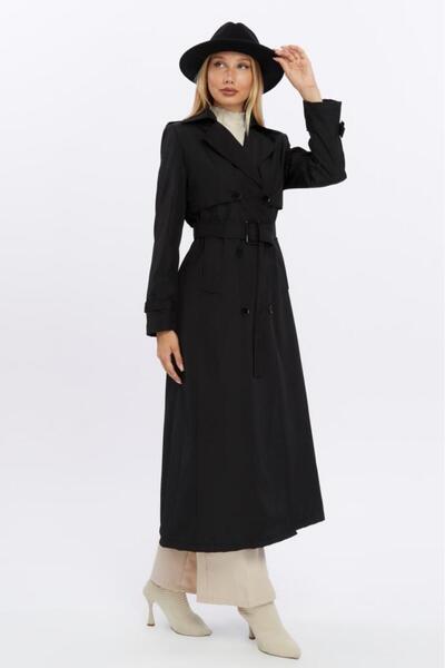 Jamila Çift Kapaklı Uzun Boy Kadın Trençkot