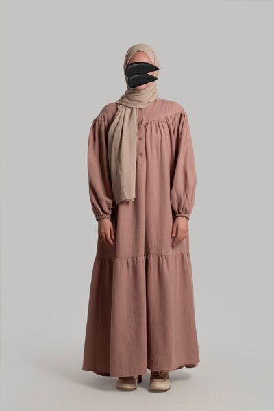 Emare Vintage Φόρεμα Μουσελίνας - Πούδρα