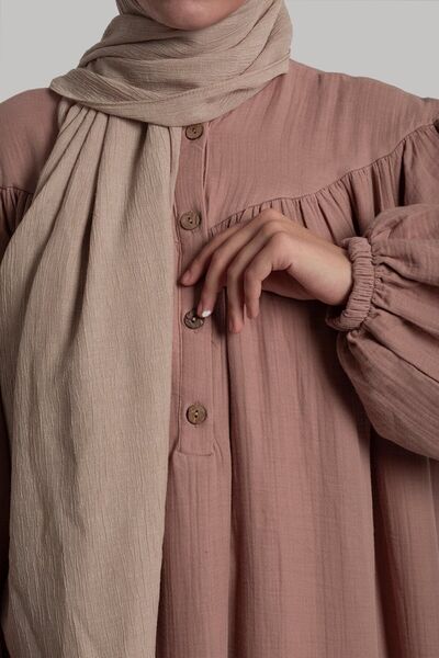 Emare Vintage Φόρεμα Μουσελίνας - Πούδρα