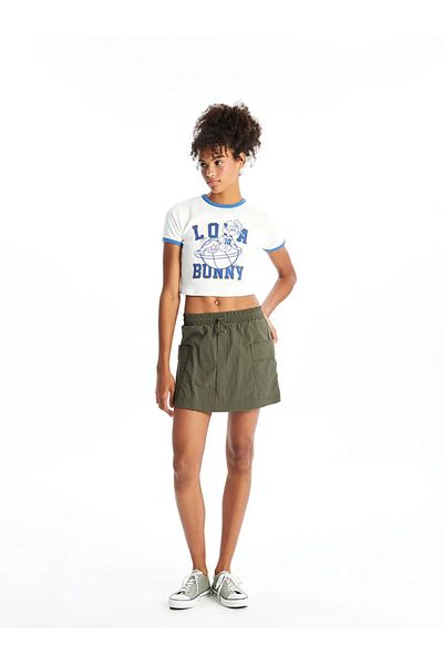 LC Waikiki Xside Khaki Women's Elastic Waist Straight Shorts Skirt