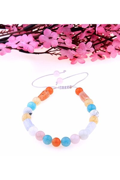 OSMANLI DOĞAL TAŞ Doğal Taş Bileklik-güneş Taşı,madagaskar,mavi Akik,sitrin,pembe Kuvars,amazonit B554