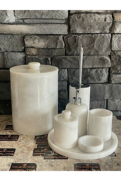 ege gross New White Marble Handle 7 Piece Bathroom Set