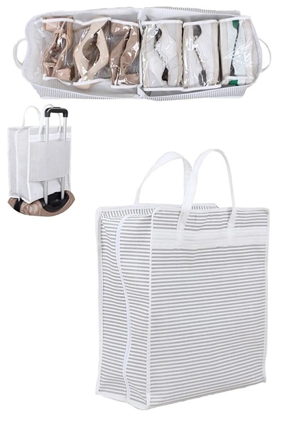 ModernAVM Shoe Bag 35x22x40 Cm Gray Striped