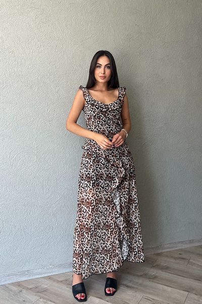 Seda Yalçın Atelier Leopard Print and Ruffle Tulle Lined Dress