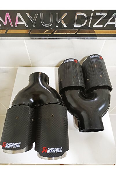 Mayuk Dizayn Akrapovic 76MM ÇİFTLİ İÇİ KROM Sağ - Sol SET Her Araca Uyumlu Eg...