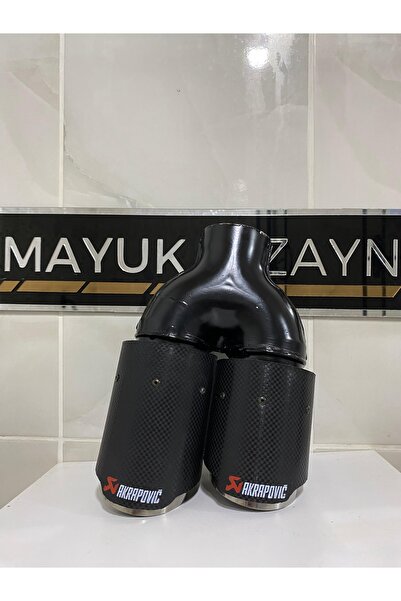 Mayuk Dizayn Akrapovic 76MM ÇİFTLİ İÇİ KROM Sağ Taraf Her Araca Uyumlu Egzoz Ucu