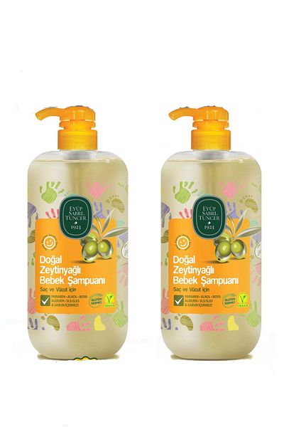 Eyüp Sabri Tuncer 600 ml X 2 (1200 ml) Baby Shampoo - No Paraben, Alcohol, Dye, Allergen, Sls, Seles and Soap