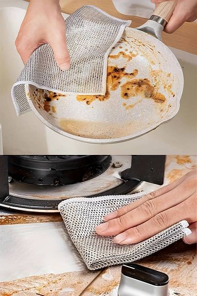 SİHİRLİ MOP Double Sided Wire Cloth - Dish, Stove and Inox Hard Dirt Cloth 3 Pieces
